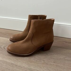 Urban Outfitters Tan Leather Block-Heel Ankle Booties